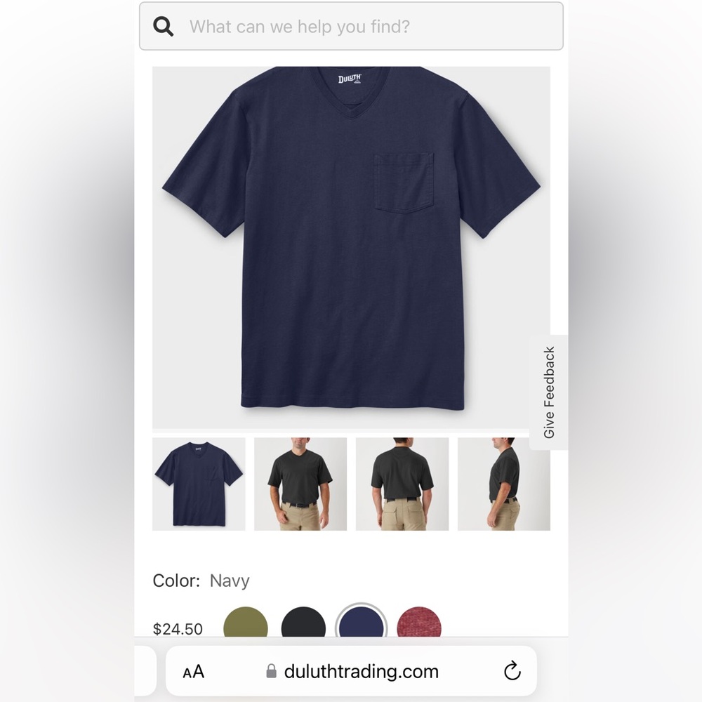 Blue  V-Neck T-Shirt Duluth men’s